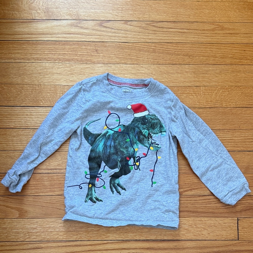 Carter's Gray Long Sleeve Dinosaur Tee